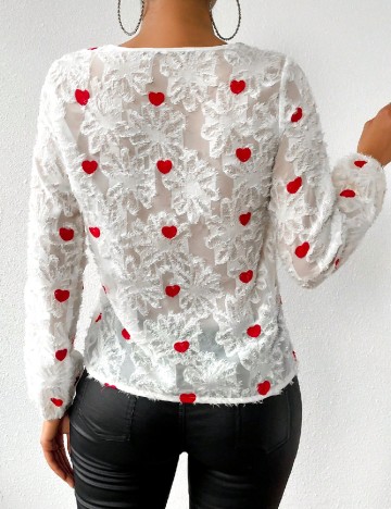 Bluza SHEIN, alb/rosu