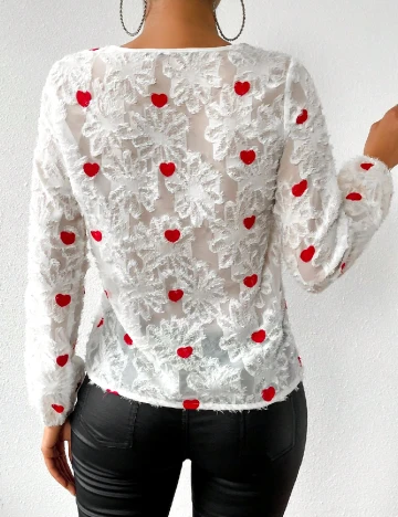 Bluza SHEIN, alb/rosu