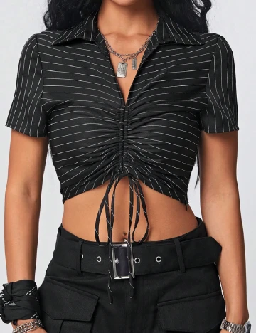 Top SHEIN, negru/alb Negru