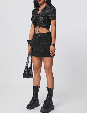 Top SHEIN, negru/alb Negru