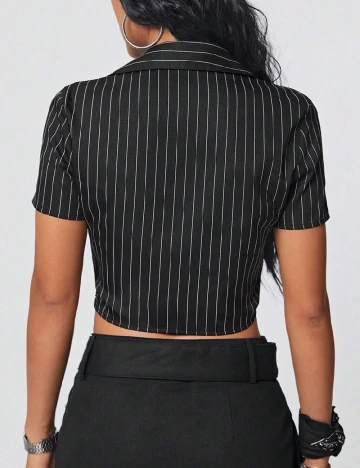 Top SHEIN, negru/alb Negru
