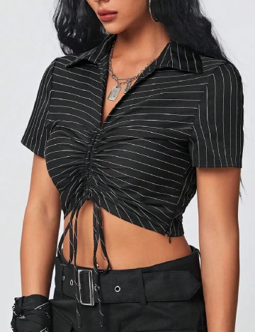 Top SHEIN, negru/alb Negru