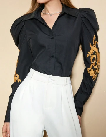 Camasa SHEIN, negru/galben Negru