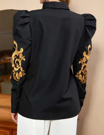 Camasa SHEIN, negru/galben Negru