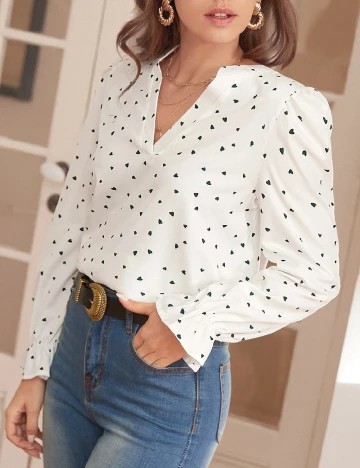 Bluza SHEIN, alb/verde Alb