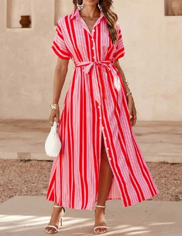 Rochie lunga SHEIN, roz/rosu Roz