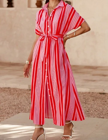 Rochie lunga SHEIN, roz/rosu Roz