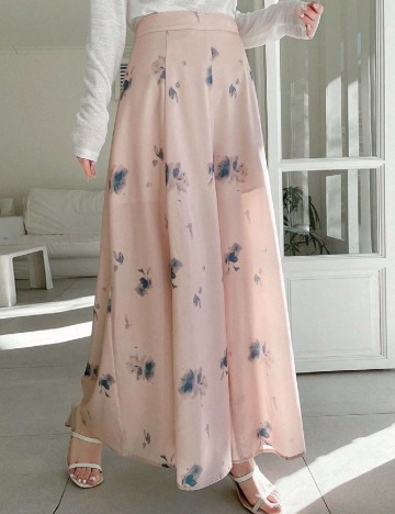 Pantaloni Dazy, crem/albastru