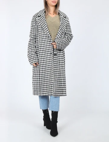 Palton Pieces, alb/negru Negru