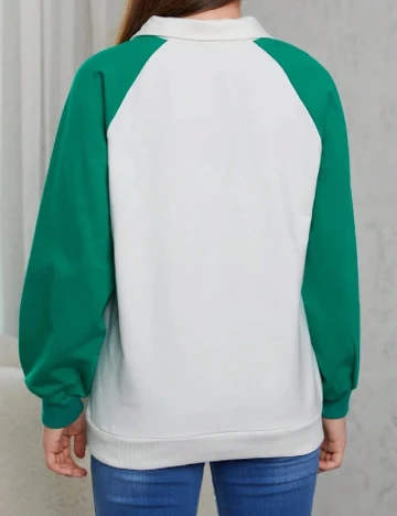 Bluza Shein Kids, alb/verde