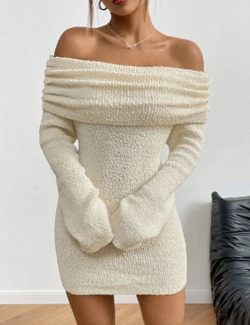 Rochie scurta SHEIN, ecru Crem