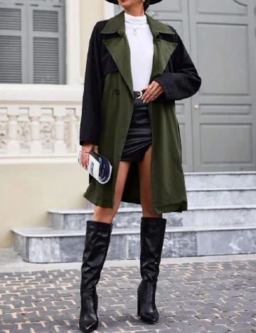 Trench SHEIN, verde/negru Verde