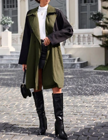 Trench SHEIN, verde/negru Verde