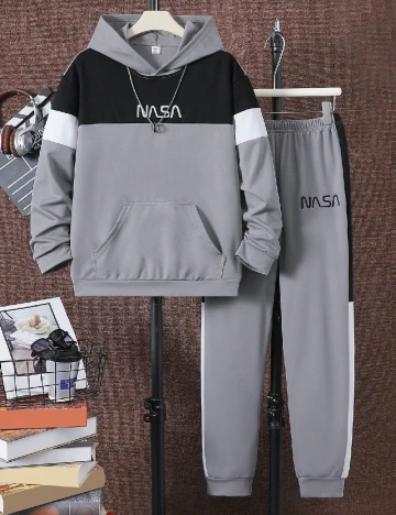 Compleu Shein Kids, gri/negru Gri