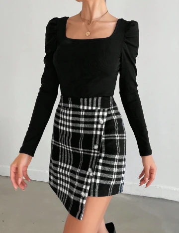 Compleu SHEIN, negru/alb Negru