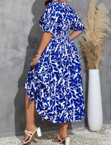 Rochie medie SHEIN CURVE, alb/albastru Albastru
