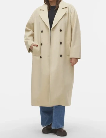 Palton Vero Moda Curve, crem Crem