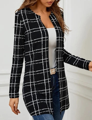 Blazer SHEIN, alb/negru Negru