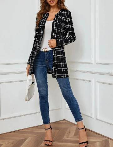 Blazer SHEIN, alb/negru Negru