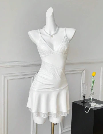 Rochie scurta SHEIN, alb Alb