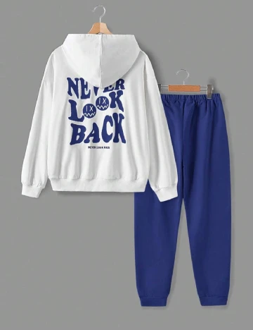 Compleu Shein Kids, alb/albastru Albastru