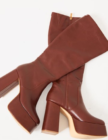 Cizme PrettyLittleThing, maro