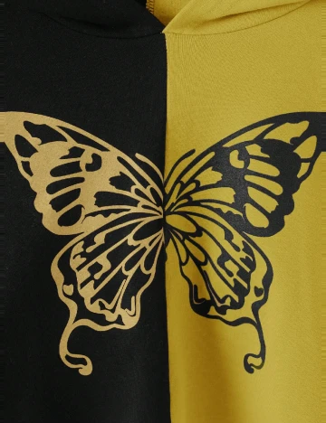 Hanorac Shein Kids, mustar/negru Negru