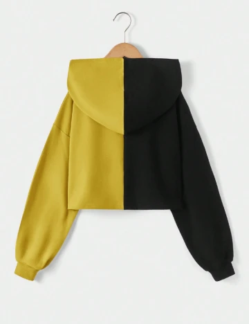 Hanorac Shein Kids, mustar/negru Negru