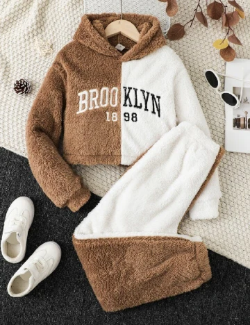 Compleu Shein Kids, alb/maro Maro