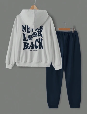 Compleu Shein Kids, alb/bleumarin Alb