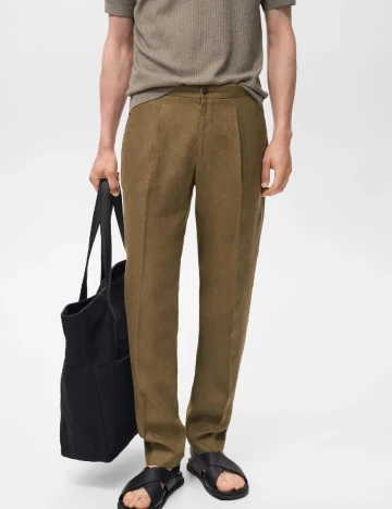 Pantaloni Mango, kaki Verde