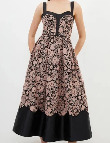 Rochie medie Karen Millen, negru/roz pudra