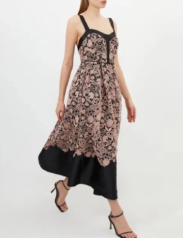 Rochie medie Karen Millen, negru/roz pudra