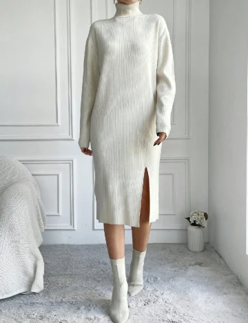 Rochie medie SHEIN, ecru Alb