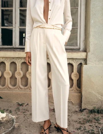 Pantaloni Mango, crem