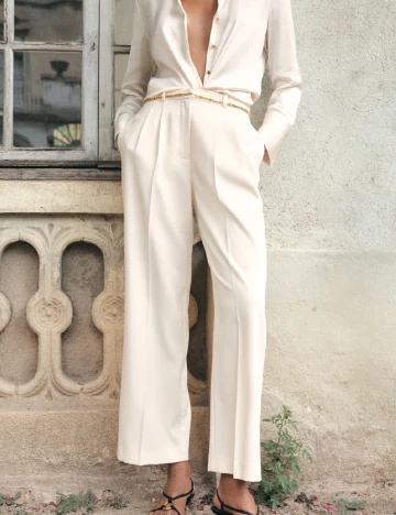 Pantaloni Mango, crem