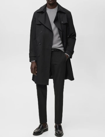 Trench Mango, negru Negru