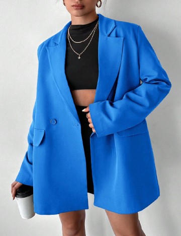 
						Sacou Oversize SHEIN, albastru