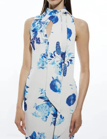 Rochie medie Karen Millen, alb/albastru Alb