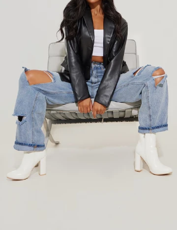 Botine PrettyLittleThing, alb Alb