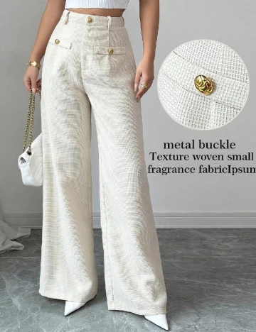 Pantaloni SHEIN, ecru Alb