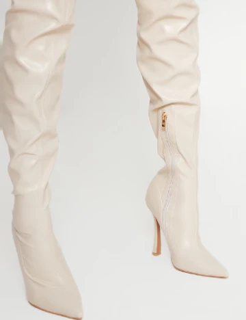 Cizme PrettyLittleThing, crem Crem