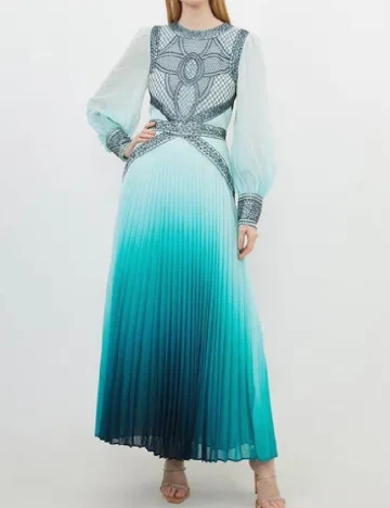 Rochie lunga Karen Millen, turcoaz/alb Albastru