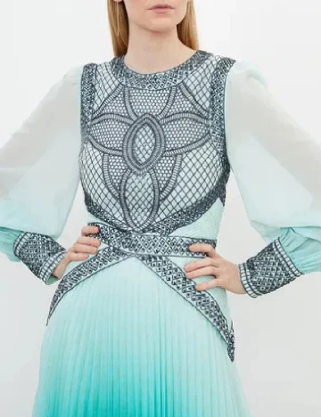 Rochie lunga Karen Millen, turcoaz/alb Albastru