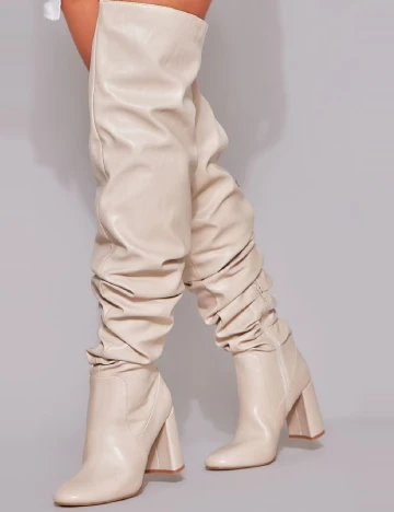 Cizme PrettyLittleThing, crem Crem