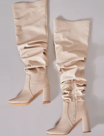Cizme PrettyLittleThing, crem Crem