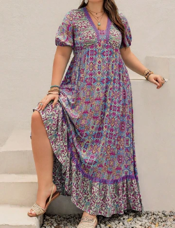 Rochie lunga Rusttydustty Plus Size, mix culori Mix culori
