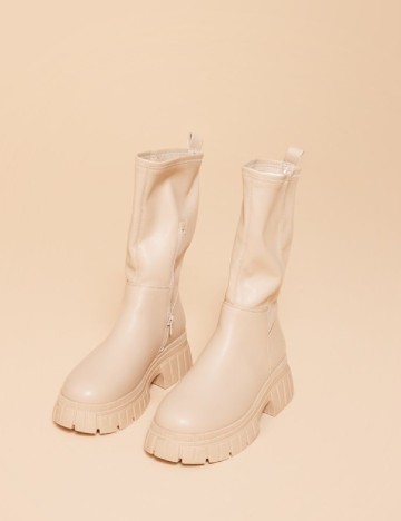 Cizme PrettyLittleThing, crem