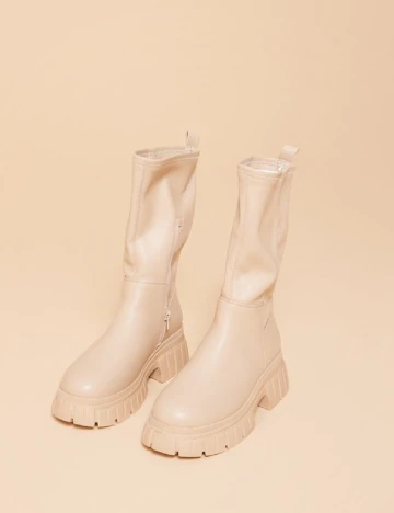 Cizme PrettyLittleThing, crem Crem