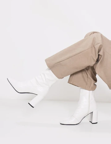 Botine PrettyLittleThing, alb Alb